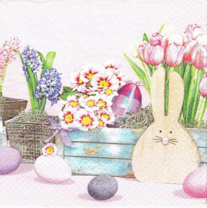 Serewetki wielkanoc różowe hiacynt tulipan królik