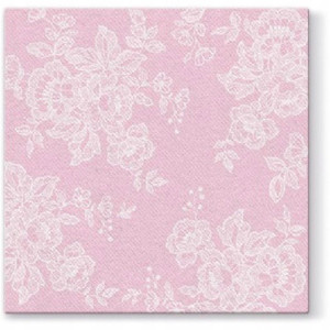 Serwetki "Koronka różowa", PAW, 40 cm, 50 szt