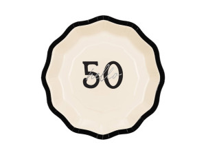 Talerzyki papierowe ''Hello 50'' 18 cm 6szt