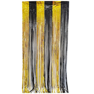 KURTYNA dekoracyjna Foliowa Dwukolorowa Złoto Czarna 100x200 cm