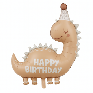 Balon foliowy Dinozaur Happy Birthday – beżowy 86 x 88 cm
