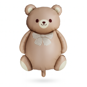 Balon foliowy Miś z kokardką – beżowy 65 x 90 cm