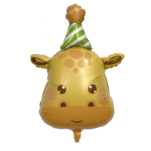 Balon foliowy Żyrafa z czapką urodzinową – 56 x 80 cm