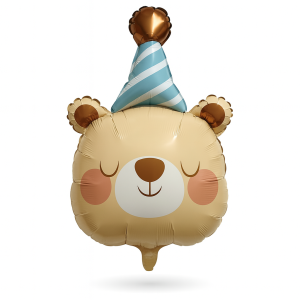 Balon foliowy Miś z czapką urodzinową – 48 x 75 cm