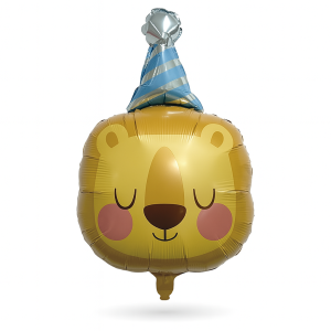 Balon foliowy Lew z czapką urodzinową – 49 x 75 cm