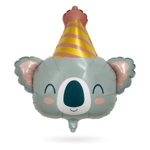 Balon foliowy Koala z czapką urodzinową – 65 x 63 cm