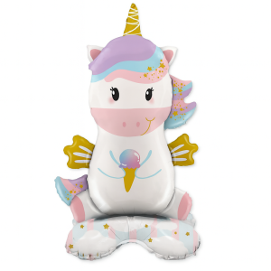 Balon foliowy Stojący Jednorożec z lodem – 37 x 58 cm