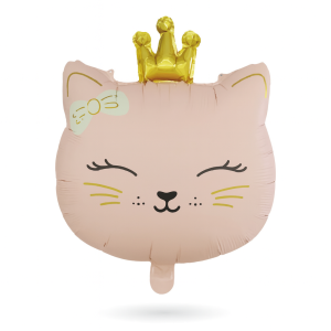 Balon foliowy Kotka z Koroną Różowa 46 x 60 cm