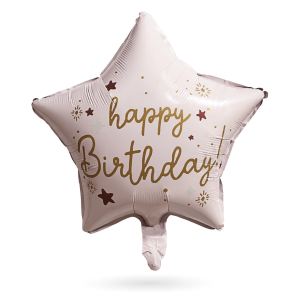 Balon foliowy Gwiazda „Happy Birthday” Różowa 45 cm