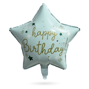 Balon foliowy Gwiazda „Happy Birthday” Niebieska 45 cm