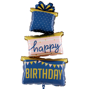 Balon foliowy Urodzinowe Prezenty „Happy Birthday” – 60 x 125 cm