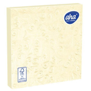 Kremowe serwetki z wytłoczeniem, 33x33cm, 15szt