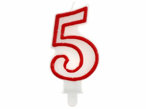 Świeczka "5", czerwony kontur