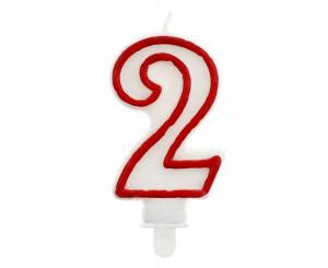 Świeczka "2", czerwony kontur