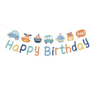 Baner Girlanda Urodzinowa Happy Birthday Pojazdy Mały misio