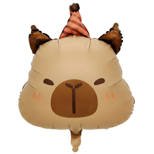 Balon foliowy Głowa Kapibary z czapką urodzinową – 60x46cm