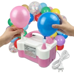 POMPKA ELEKRYCZNA do balonów 600W 2 wyjścia biało-różowa