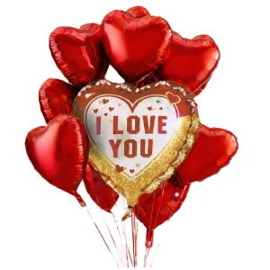 Zestaw balonów foliowych SERCA I LOVE YOU 9 szt.