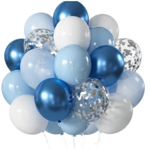 Balony niebiesko-białe zestaw dekoracyjny 10cali 25cm 40szt.