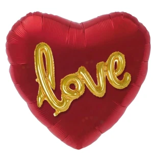 Balon foliowy SERCE czerwone z napisem love 80cm