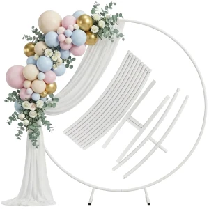 Stojak metalowy biały KOŁO na balony i dekoracje 2m Tło do zdjęć