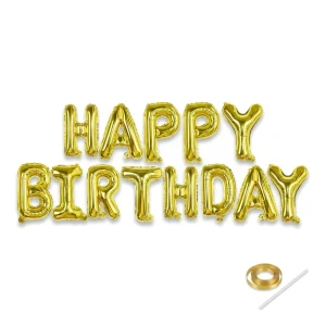 Zestaw balonów napis HAPPY BIRTHDAY złoty 40cm