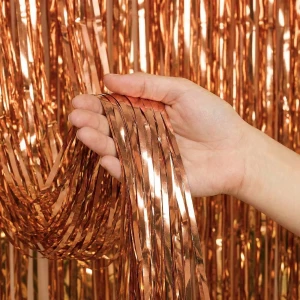 KURTYNA DEKORACYJNA Foliowa Rose Gold 100x200 cm