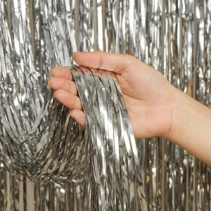 KURTYNA DEKORACYJNA Foliowa Srebrna Silver 100x200 cm