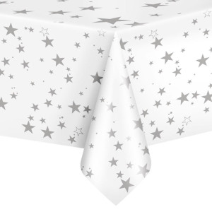 Obrus w srebrne gwiazdki 137x274cm