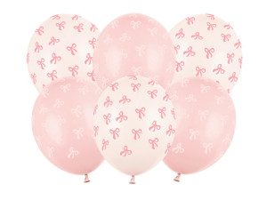 Balony 30 cm Kokardki różowe 6szt.