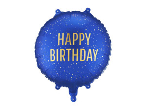 Balon foliowy pastylka Happy Birthday, 35x35 cm, granat