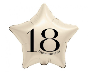 Balon foliowy 18" - Gwiazda z cyfrą "18" kremowy