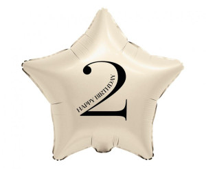 Balon foliowy 18" - Gwiazda z cyfrą "2" kremowy