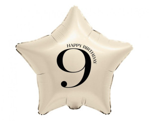 Balon foliowy 18" - Gwiazda z cyfrą "9" kremowy