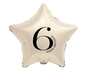 Balon foliowy 18" - Gwiazda z cyfrą "6" kremowy