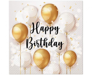 Serwetki urodzinowe Happy Birthday 33x33 cm, 20 szt.