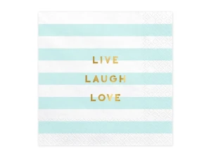 Serwetki Yummy - Live Laugh Love, jasny niebieski, 33x33cm (1 op. / 20 szt.)
