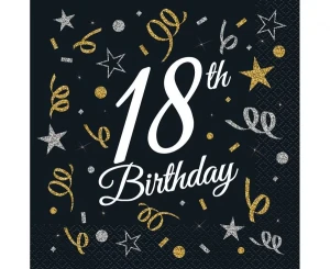Serwetki B&C 18th Birthday, certyfikat FSC, 33x33 cm, 20 szt.