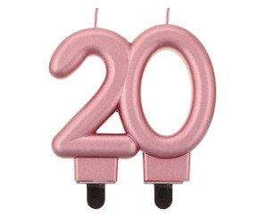 Świeczka 20, różówe złoto metalic