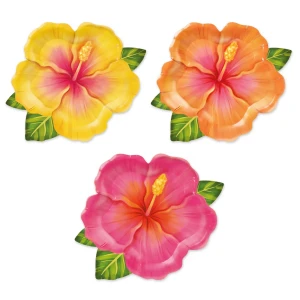 Talerzyk papierowy tropikalne kwiaty Aloha 6szt.