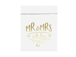Torebki na słodycze Mr&Mrs, złoty, 13x14xm/6szt.