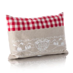 Coussin avec copeaux d'arolle, paysage -rot/weiss kariert