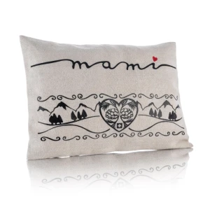 Coussin avec copeaux d'arolle, "Mami" -natur/schwarz