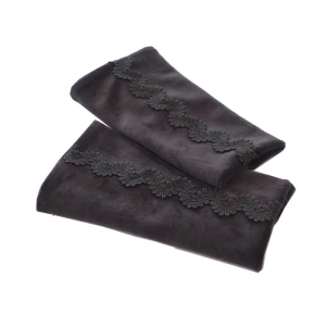 Chauffe-poignets en coton peluche "Spitzen" -Schwarz