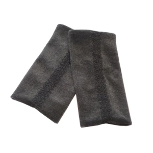 Chauffe-poignets en coton peluche "Spitzen" -Anthrazit