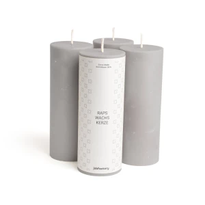 Bougies au colza Ø 60 mm -16 cm-4 Stück-Grau