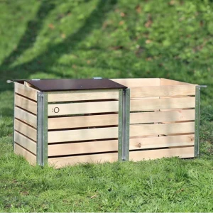 Compost petit en bois suisse -Zweikammer-System mit EINEM Deckel