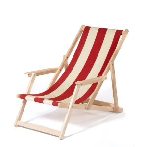 Chaise longue Classique -Rot-Beige gestreift