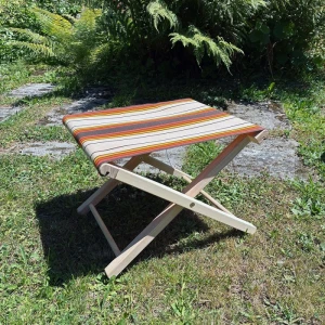 Tabouret de pied Classique -orange-braun gestreift