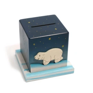 Tirelire en forme de cube "Ours blanc"